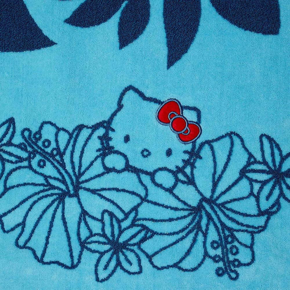 [Cathy Mom Island Style] Towel Blanket Hawaiian Quilt Pattern Hello Kitty & Lei (Cathy Mom x Hello Kitty) 86110004 Women's 86110004B Shell Ginger Blue Approx. Width 140cm x Height 190cm