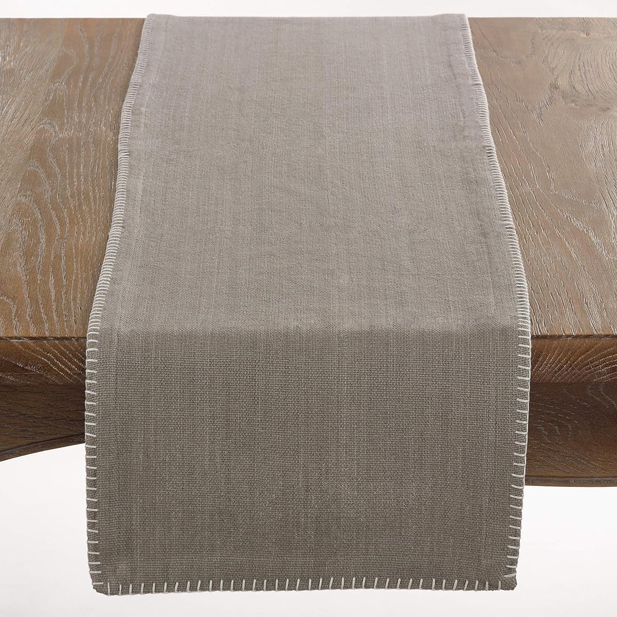 Saro Grey Whip Stitch Design Table Runner 13"x72" Rectangle