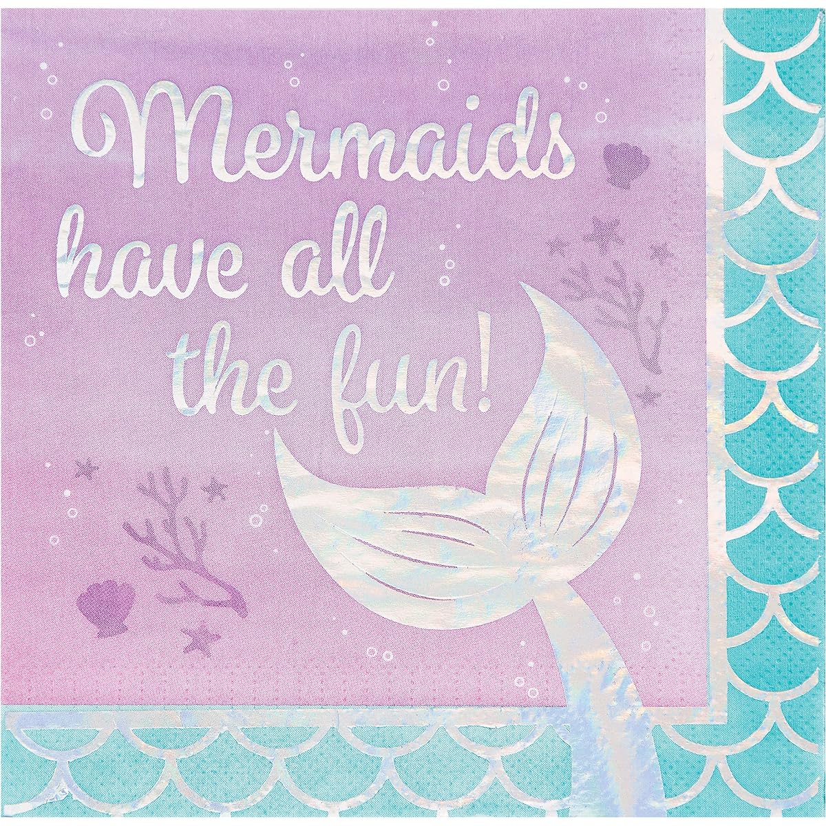 Rainbow Mermaid All The Fun Napkins (48 Count)