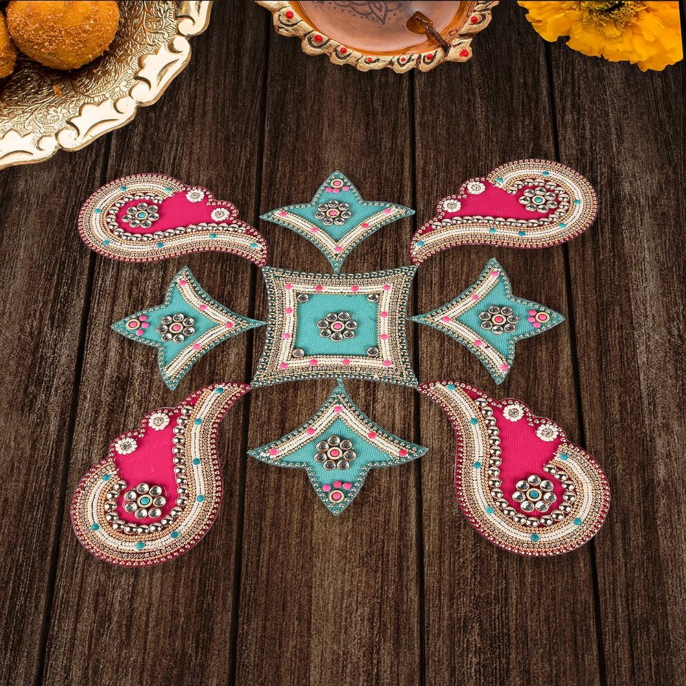 Aditri Creation Floor Rangoli Designer Reusable Rangoli Acrylic Rangoli Indian Traditional Home Decor Gift Home Decoration Festival Decoration and Gift Size:-12" Multi-color