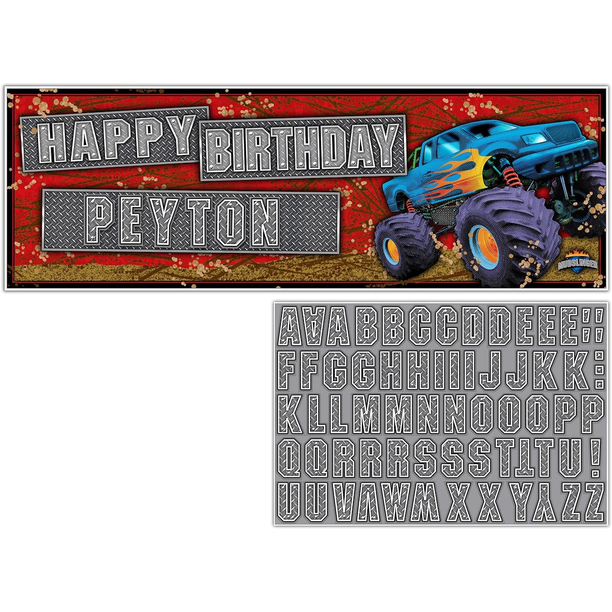 (1, One size fits most) - Creative Converting Mudslinger Giant Party Banner with Stickers