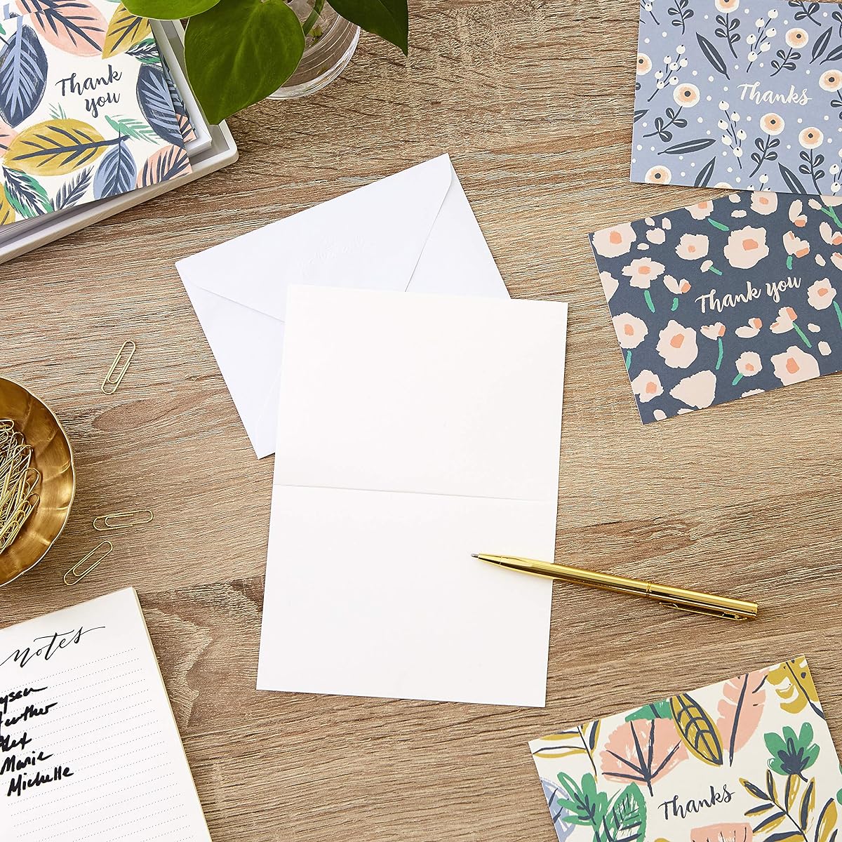 Hallmark Thank You Card Assortment Painted Floral (48 Cards and Envelopes for Baby Shower, Bridal Shower, Wedding, Any Occasion)