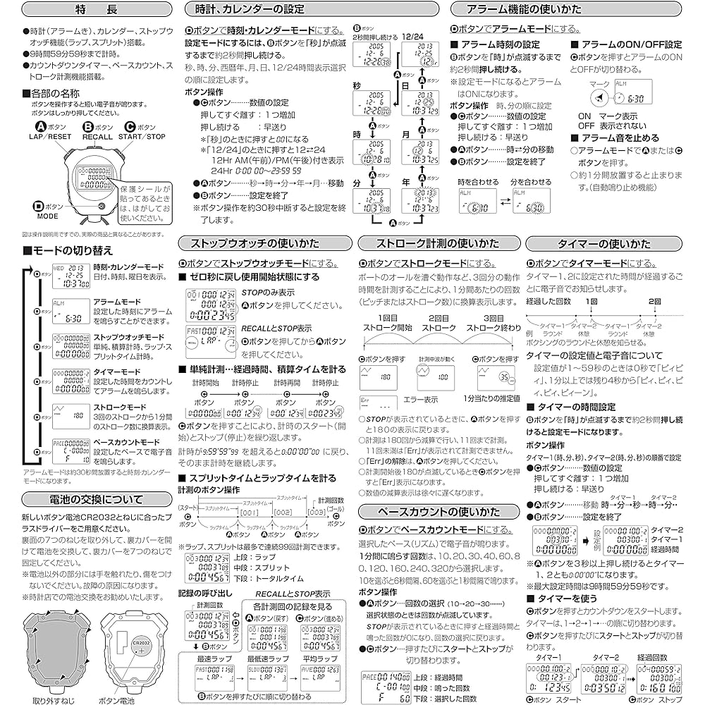 RHYTHM Citizen Stopwatch Waterproof with Split Time/Pace Count Function/Stroke Measurement Function Black CITIZEN LC058-A02