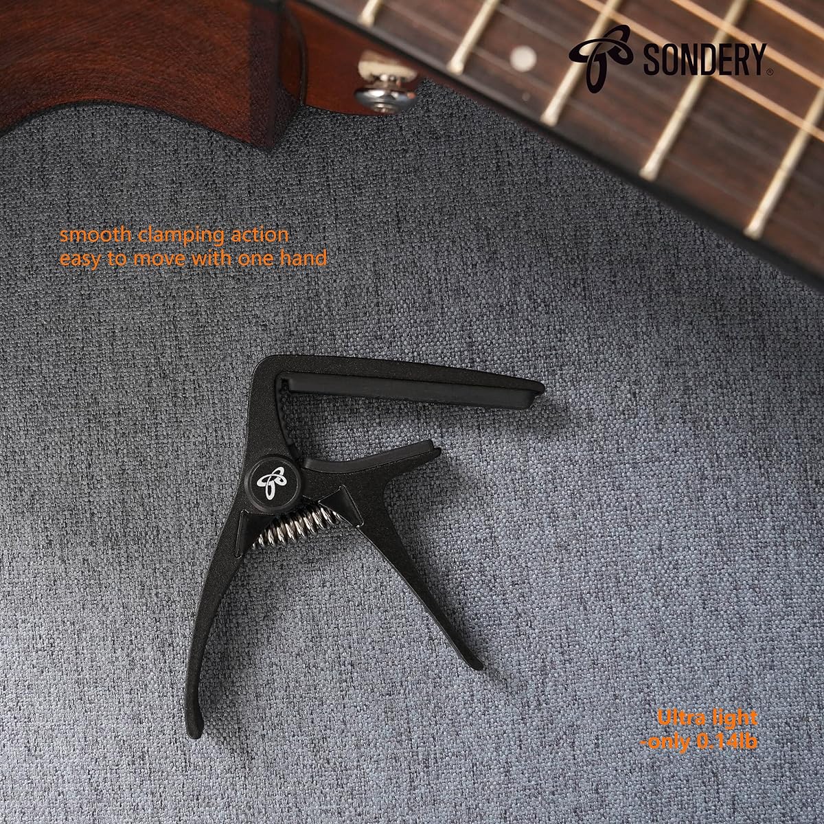 Sondery Guitar Capo for Classical Guitar, Ultra Light Clamp, Nylon Strings for Straight Fingerboard Guitar