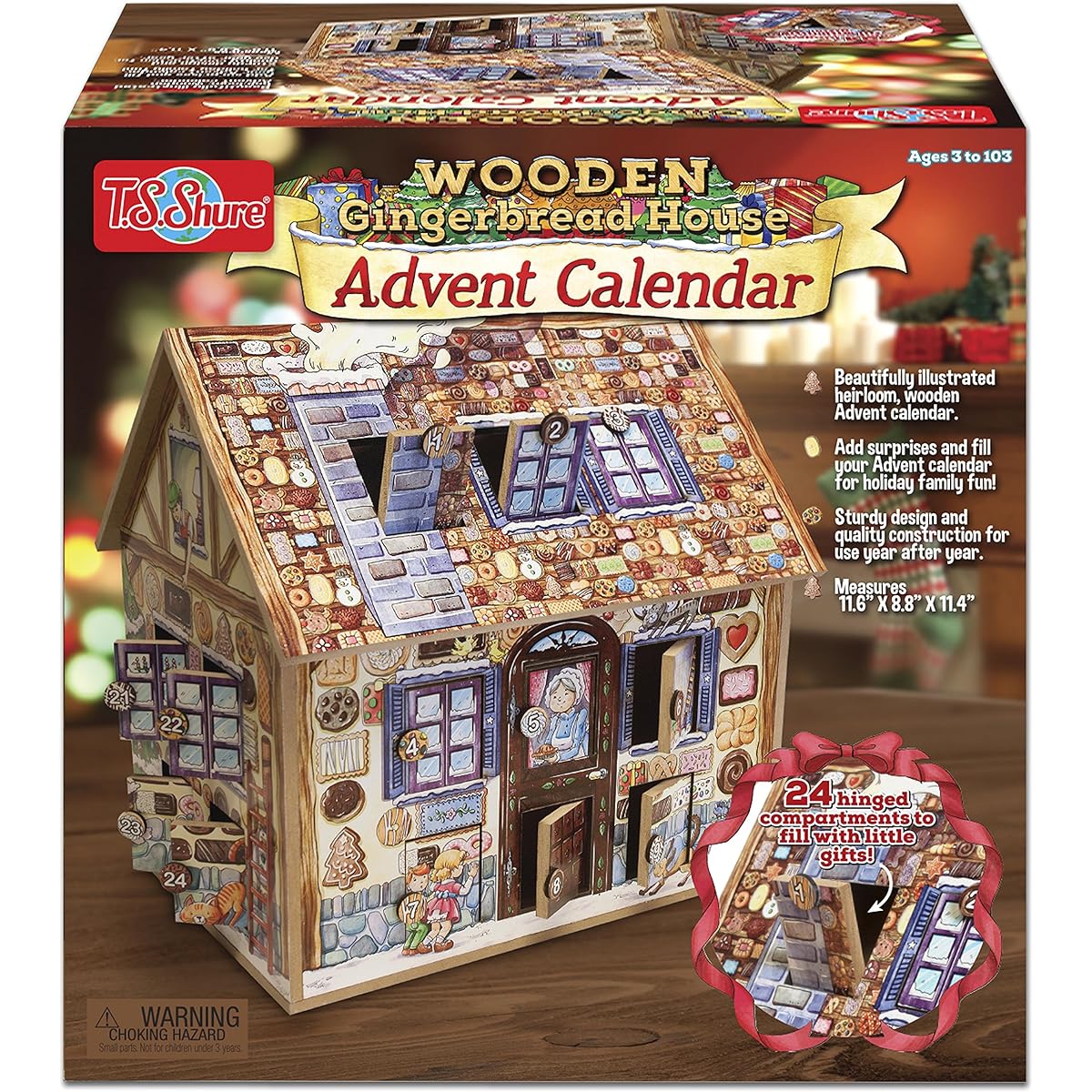 T.S. Shure Wooden Gingerbread House Advent Calendar