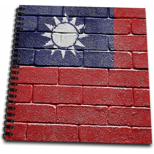 3dRose Carsten Reisinger Illustration - Flag of the Republic of China Taiwan Taiwan painted on a brick wall - Drawing book (db_156972) 8x8 drawing book db_156972_1