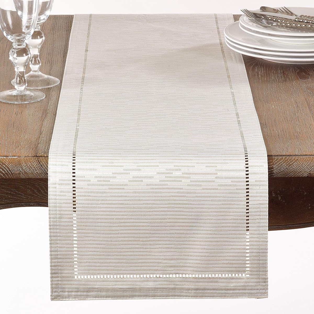 Ivory White Hemstitch Design Holiday Special Occasion Table Runner 13" x 108" Rectangle 100% Polyester (1 Piece)