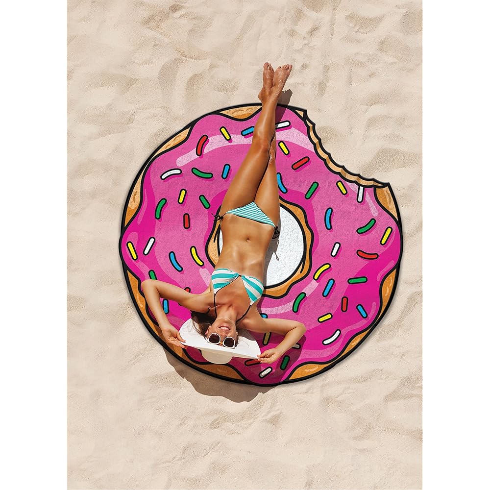 Large Round Cute Beach Towel BEACH Blanket Bath Towel Diameter 150cm (Strawberry Donut) BMT-BMBT−DO