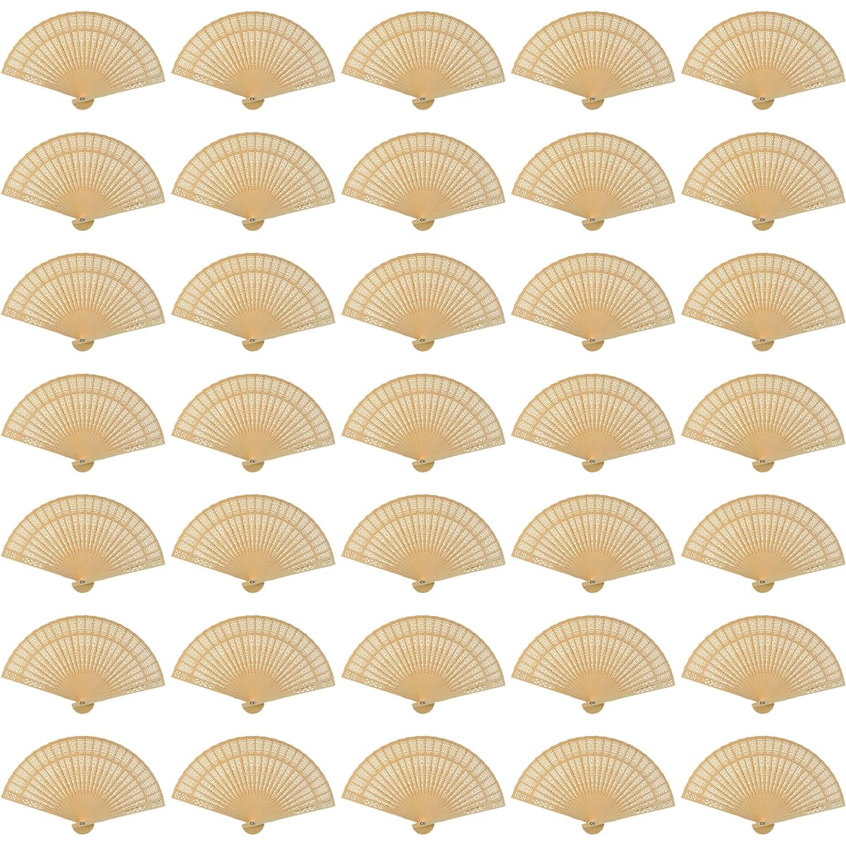 Wobe 60 Pack Sandalwood Fans - Baby Shower Gifts & Wedding Favors Handheld Folding Fans, Wooden Openwork Personalized Handheld Fans, Wedding Party Home Decorations, Birthday Gifts