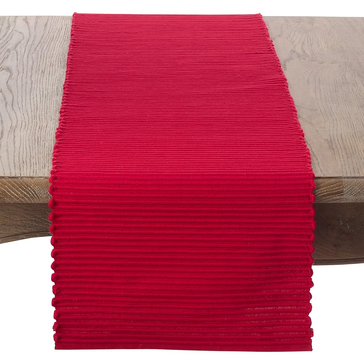 SARO LIFESTYLE Franboler Collection Ribbed Design Table Runner 13" x 54", Red