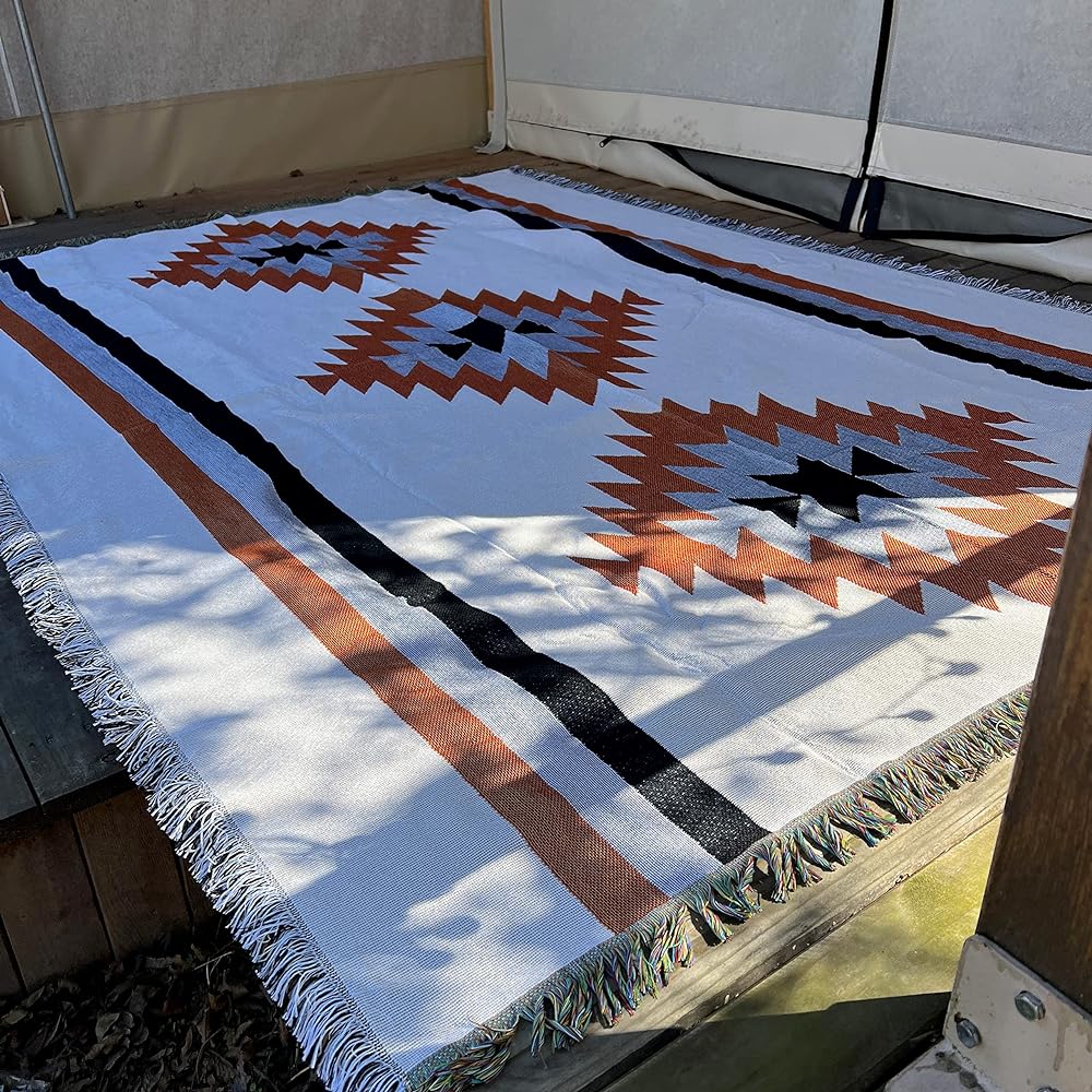 Peel Forest Camping Ortega Pattern Native Pattern Blanket Moroccan Rug Mexican Rug, Picnic Outdoor (160X220cm)...