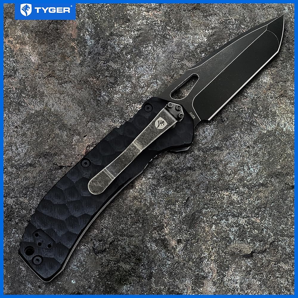 [Domestic genuine product] Tyger (Tiger) Japanese instruction manual included K4 EDC folding pocket knife (BLACK/BLACK)