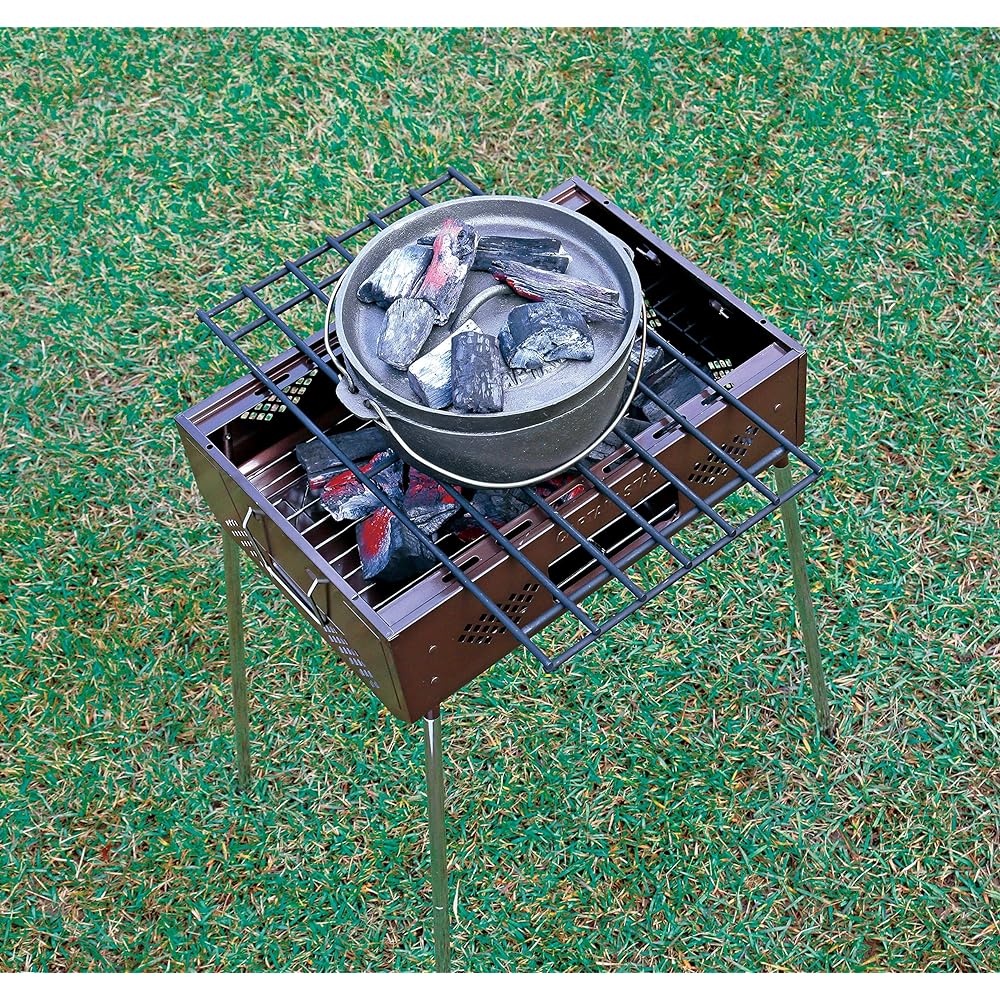 CAPTAIN STAG Camping Barbecue 2way Bonfire Trivet Wide Net [Compatible with Bonfire Stand, Stove, and Grill] Removable Legs Black UG-3260