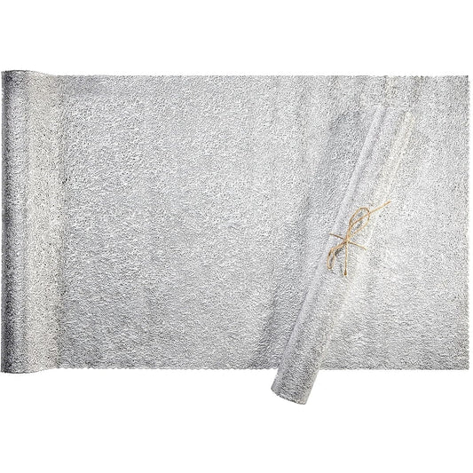 " OCCASIONS " 10 Piece Pack Wedding Party 10 Piece Pack Pressed Vinyl Metallic Table Runners 15" x 70" (Glam Runners, Silver)
