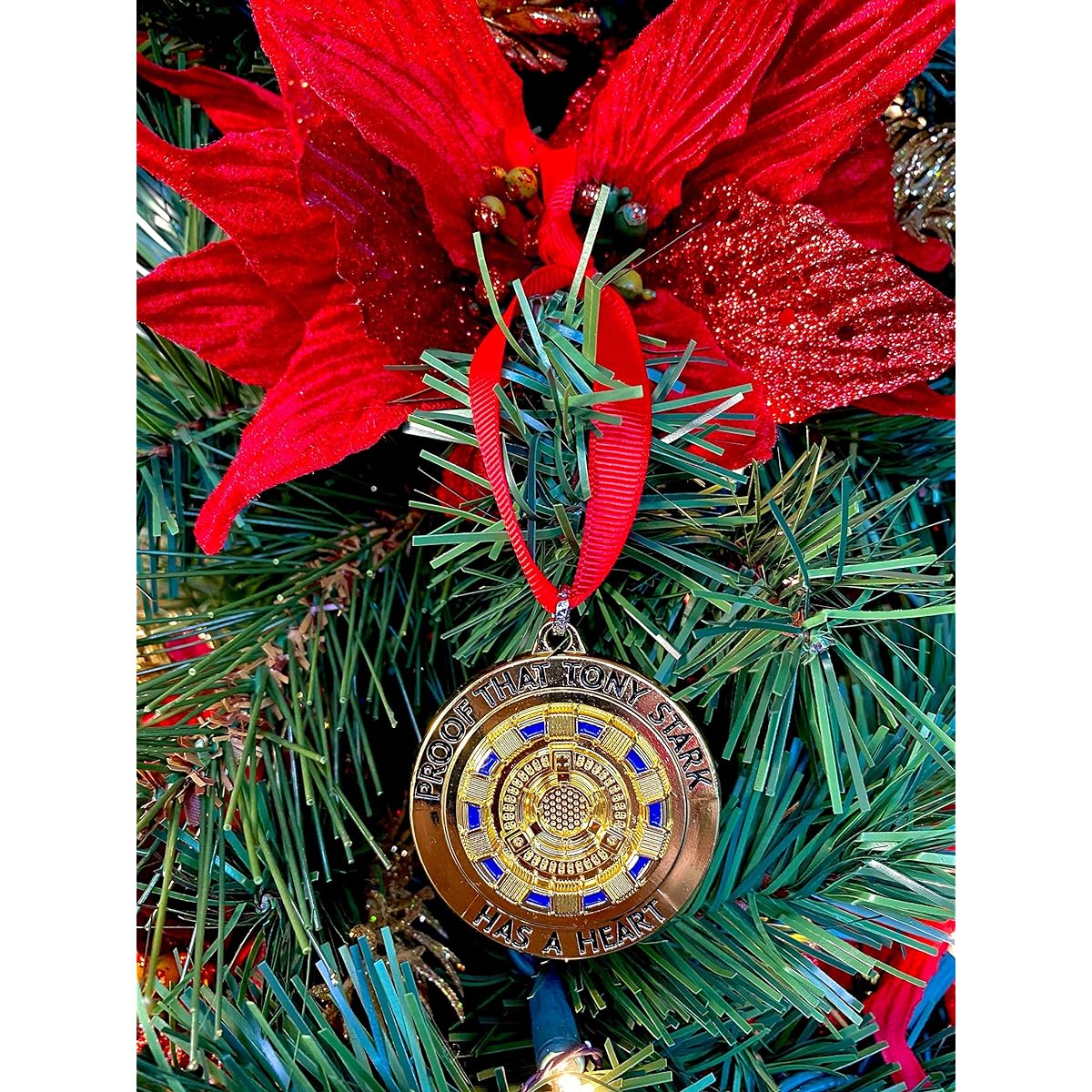 RUNHUFandom Emporium Iron Malictor Proof Tony Stark Has a Heart Ornament Gift Christmas Tree Winter Vacation Fandom Teen Adult Present Fan Pendant Durable
