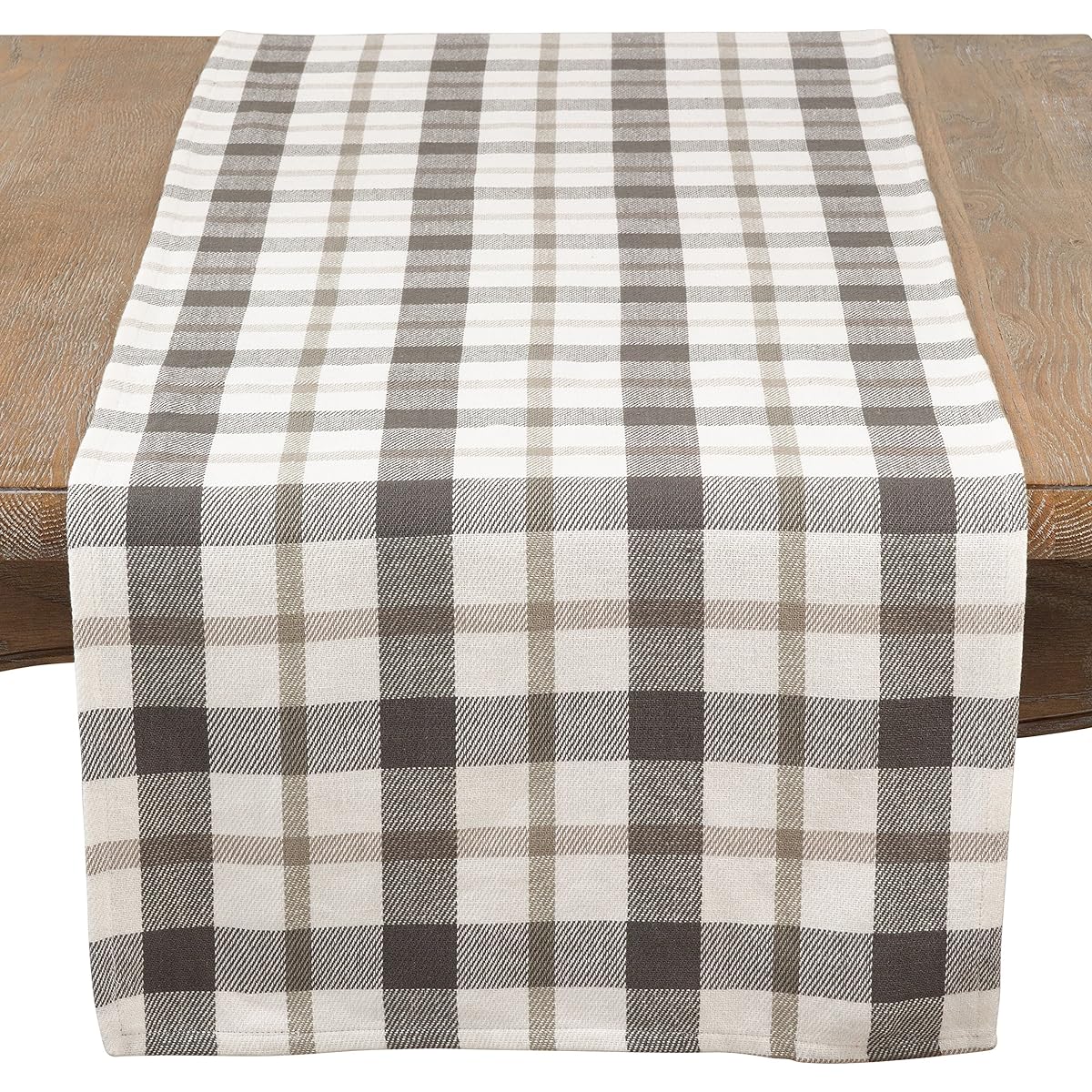 Saro Lifestyle Buffalo Plaid Table Runner, Grey, 16" x 120"