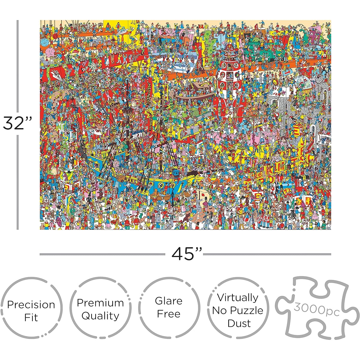 Aquarius Where's Waldo (3000 Piece Jigsaw Puzzle) - Officially Licensed Where's Waldo Merchandise & Collectibles - Glare Free - Precision Fit - 32 x 45 Inch