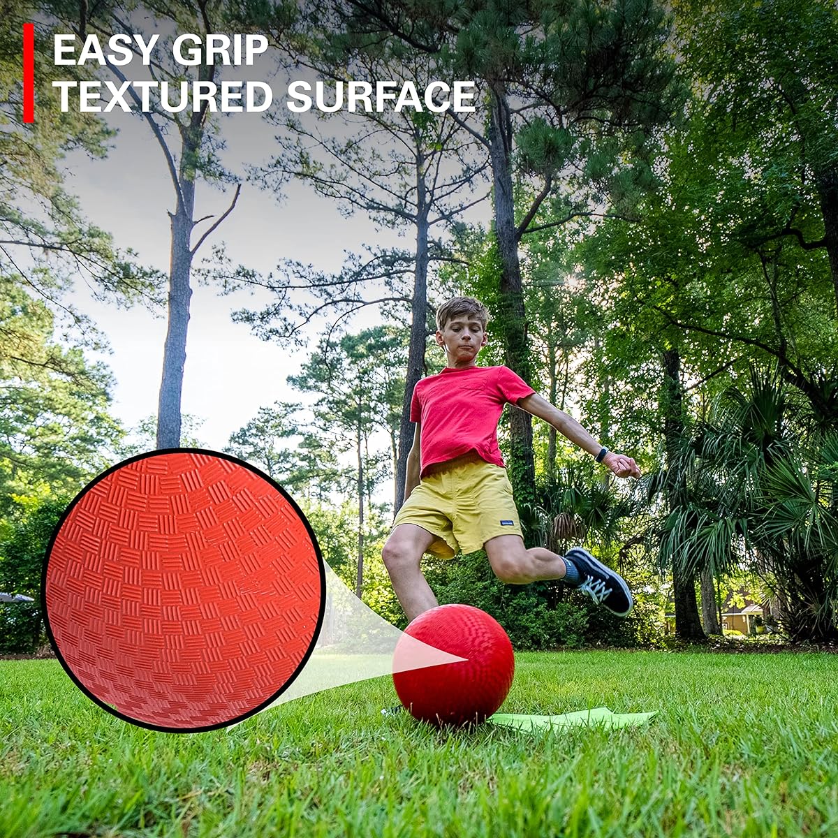 Rukket Kickball Set with Base | Rubber Throwdown Plate and Kickball | Great for Kids and Adults | Playground and Backyard Games | Air Pump and Foul Line Cones