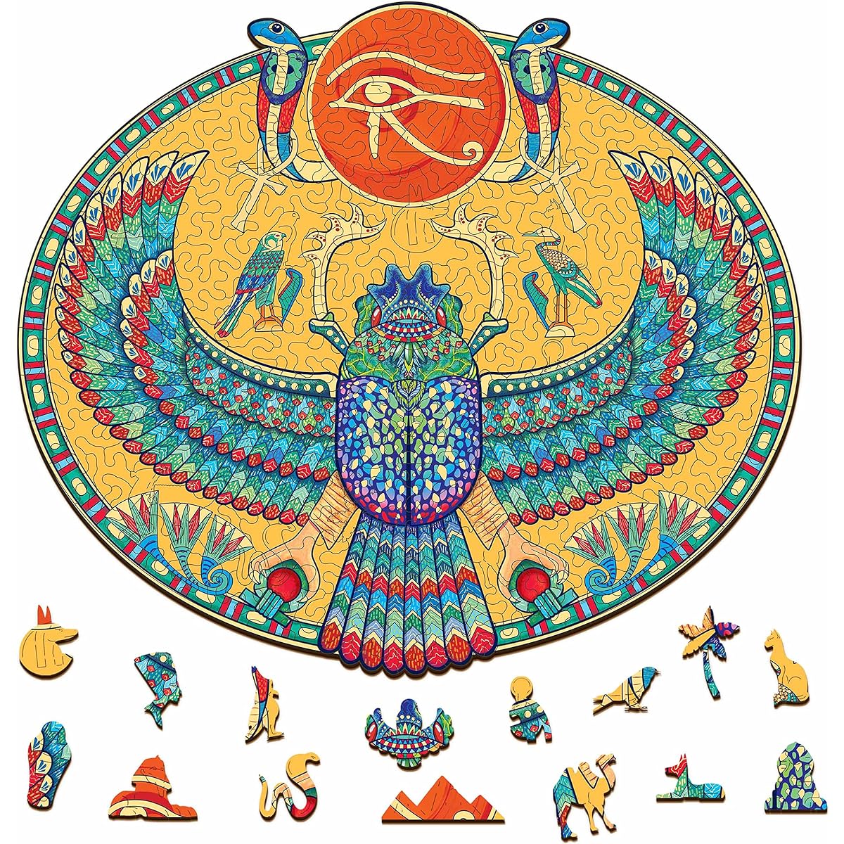 GEMTURT Scarab Wooden Jigsaw Puzzle 271 Piece Challenge Game for Adults 14.5" x 12.5" Unique Shape