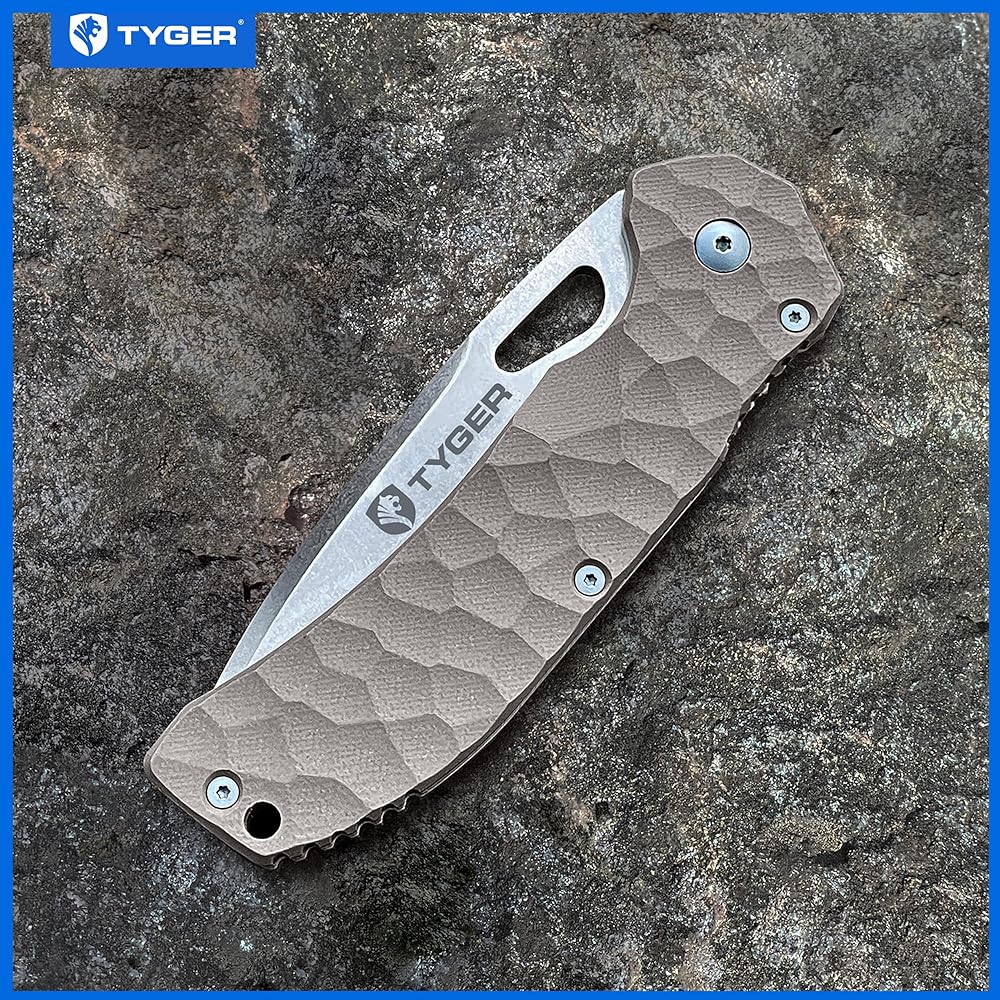 [Domestic genuine product] Tyger (Tiger) Japanese instruction manual included K4 EDC folding pocket knife (SAND)
