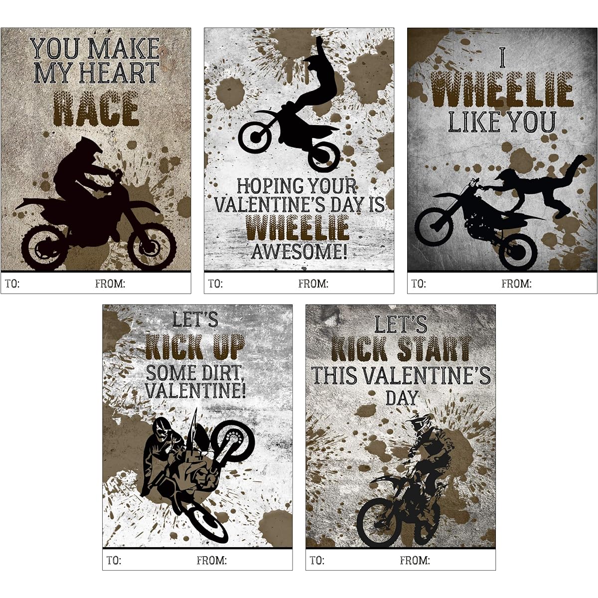 Dirt Bike Motor Themed Valentine's Day Card Set - Set of 25 Valentine's
