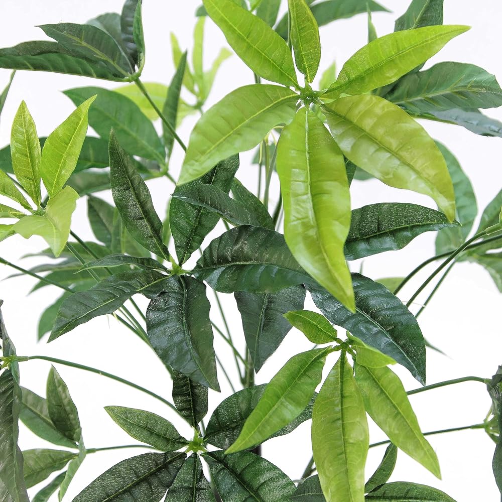 Official｜Artificial Flowers.com Premium Photocatalyst Fake Green "Real Spiral Pachira Height 110-115cm Width 55cm Depth 50cm" [With White Round Pot] 83027