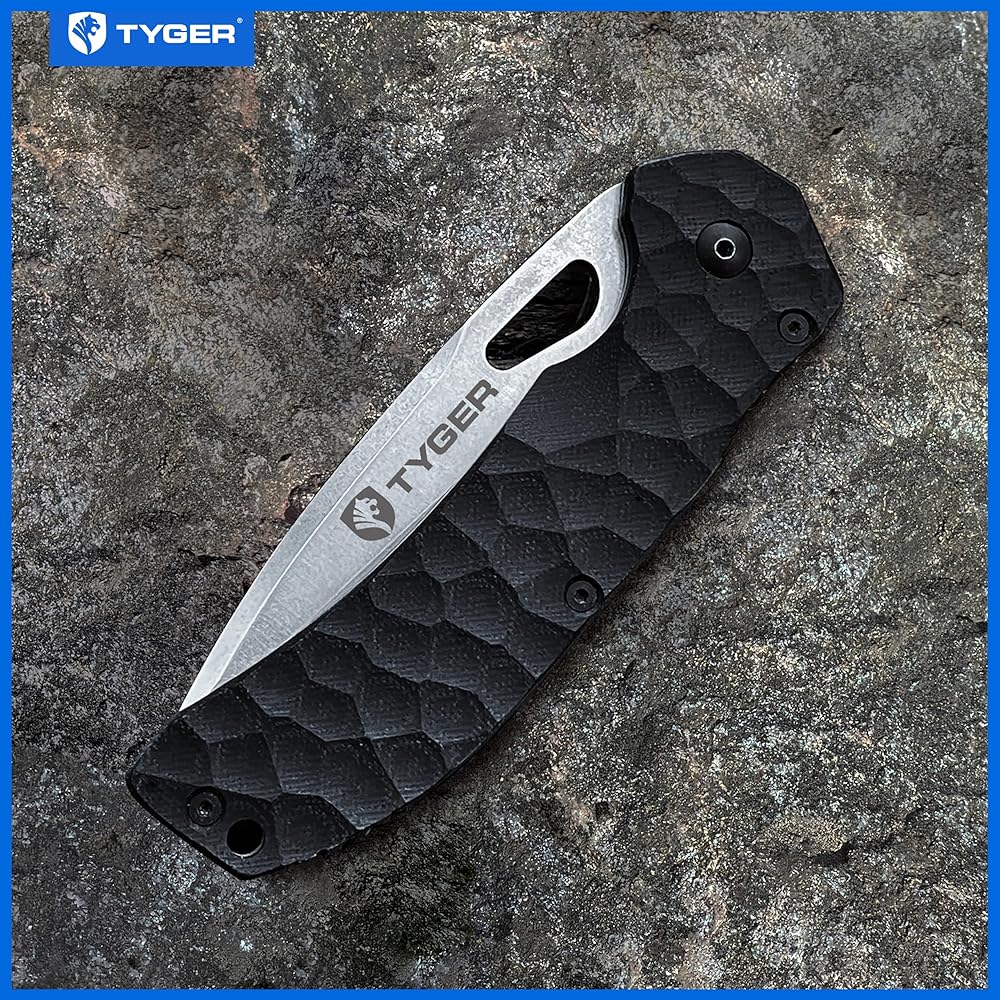 [Domestic genuine product] Tyger (Tiger) Japanese instruction manual included K4 EDC folding pocket knife (BLACK)