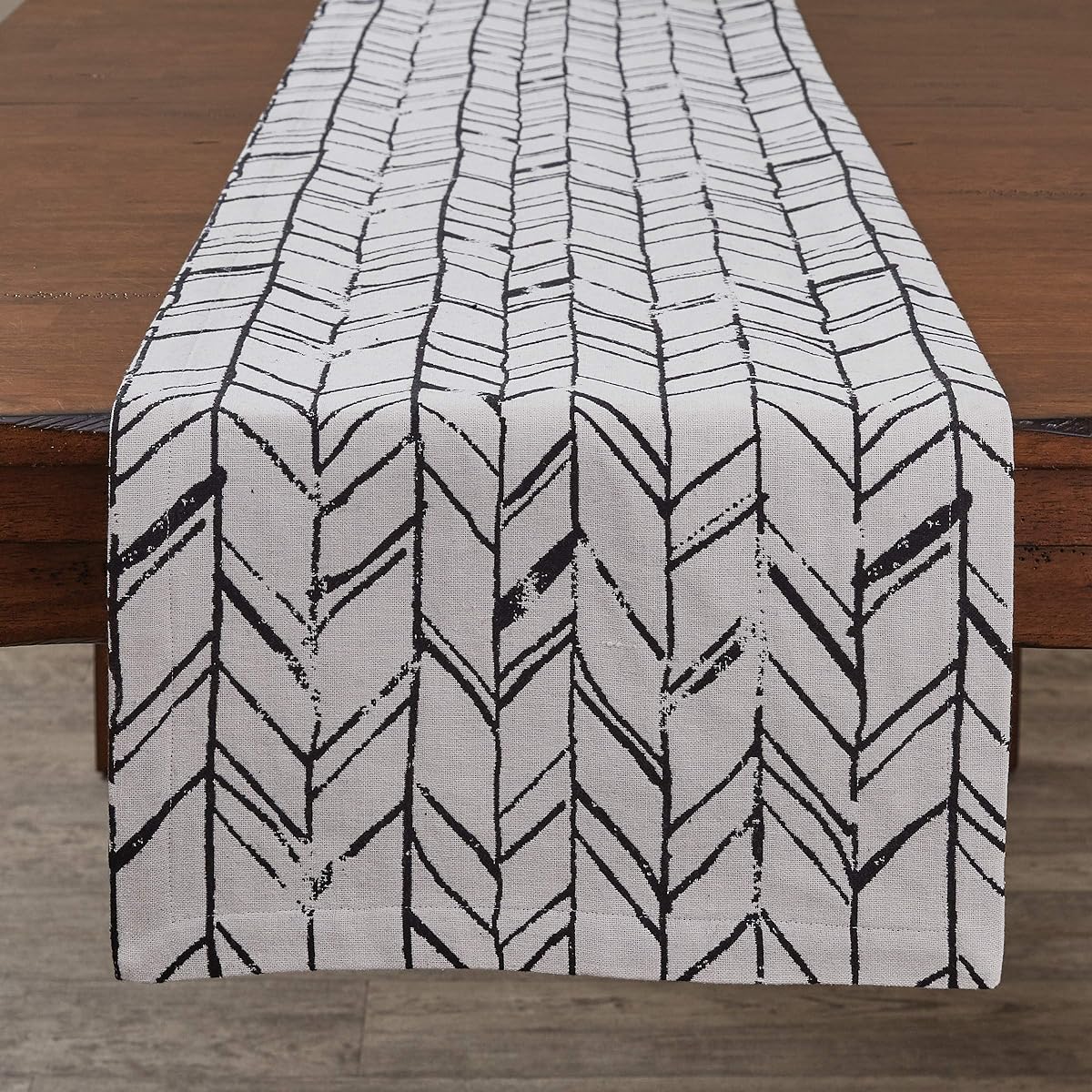 Split P Distressed Herringbone Jacquard Table Runner - 72" Long