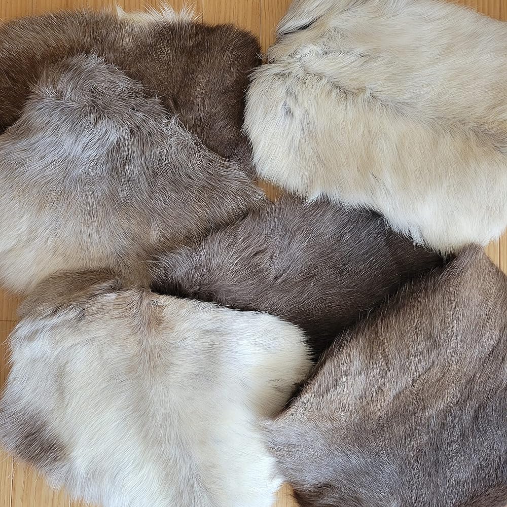[Natural from Lapland] 40x45cm reindeer fur seat pad (large) waterproof camping cold protection shearling reindeer hide