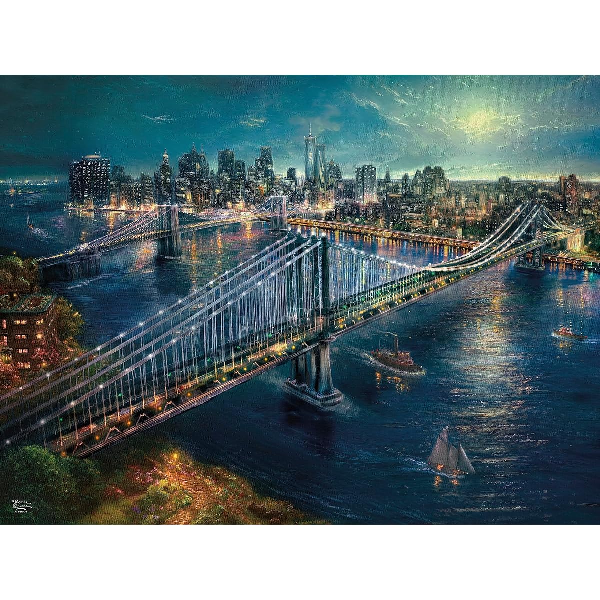 Ceaco - Thomas Kinkade - Inspiration - Moonlight Over Manhattan - 300 Piece Jigsaw Puzzle