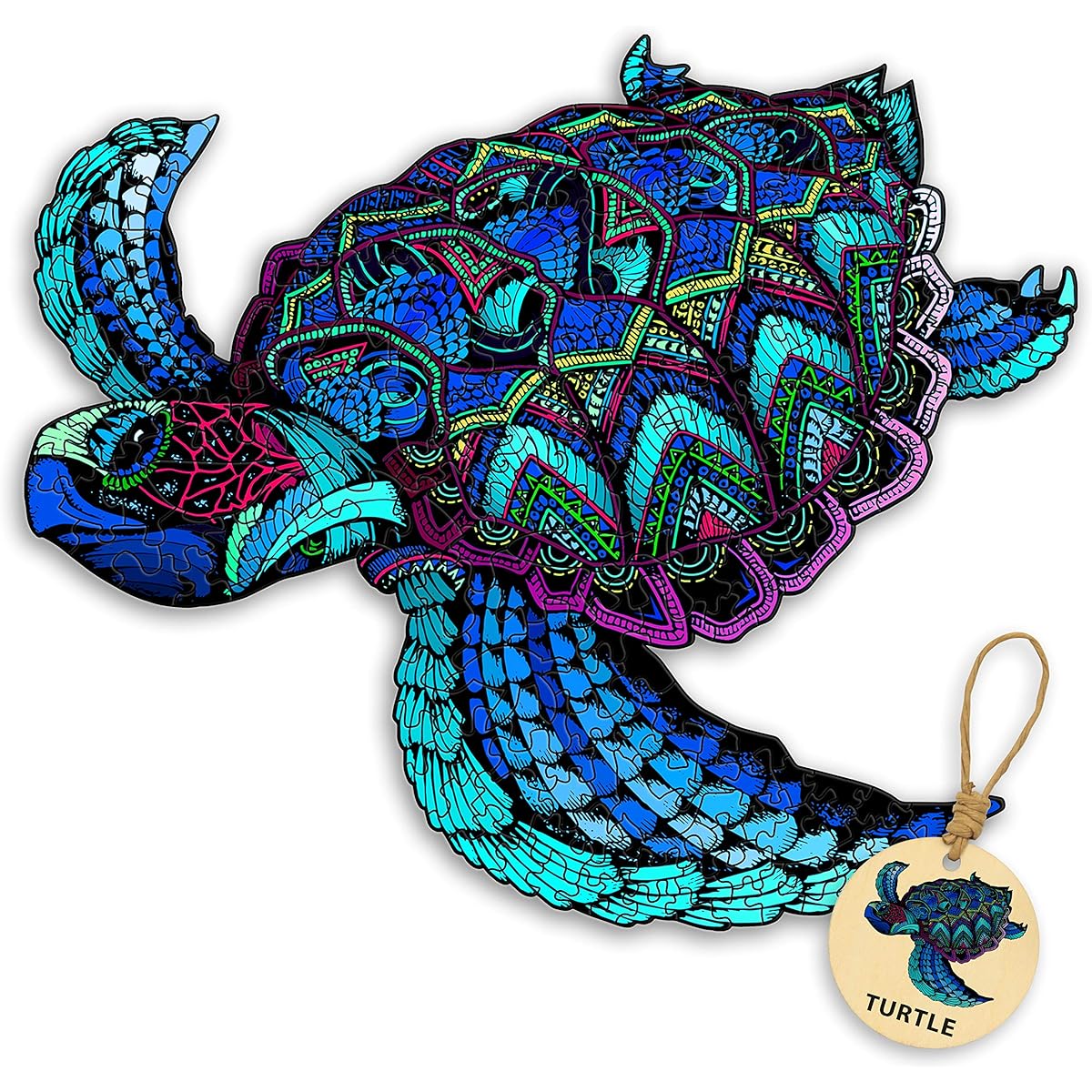 DEPLEE Wooden Puzzle for Adults Turtle Wooden Jigsaw Puzzle Unique Shape Wooden Animal Puzzle Creative Challenge for Adults, Family and Friends - 259 Pieces - 13.03 x 15.27 inches (33.1x38.81cm) - King