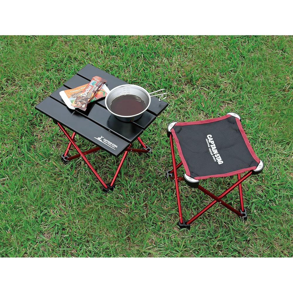 CAPTAIN STAG Table Aluminum Roll Table Mini Black with Case Trekker UC-530