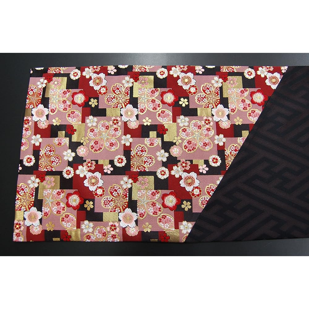 [Pre-packaged] Boxed Japanese style table center 120 x 30cm (Red cherry blossoms)