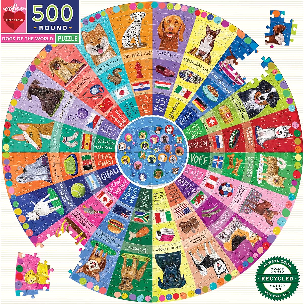 Eeboo Dogs of the World Puzzle 500 Pieces