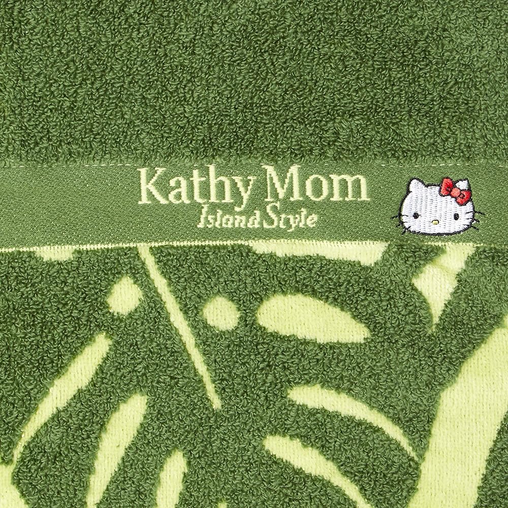 [Cathy Mom Island Style] Towel Blanket Hawaiian Quilt Pattern Botanical Kitty Series Puanani Women's 86110002C Green Approx. Width 140 x Height 190cm