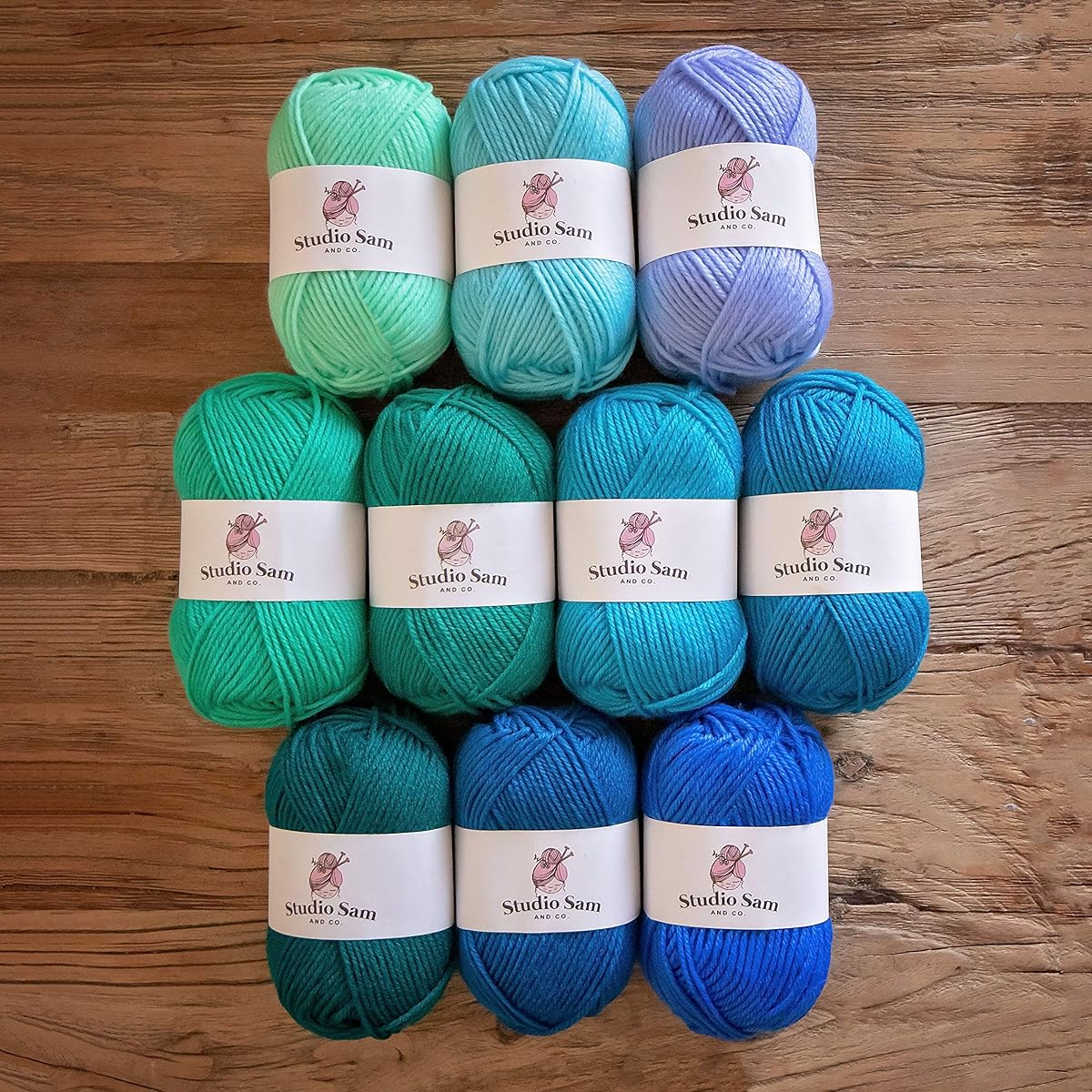 Studio Sam Acrylic Yarn Set - 10 Large 50g Skeins, 1030 Yards Total for All Knit, Crochet, and Craft Projects (Seagrass Collection)