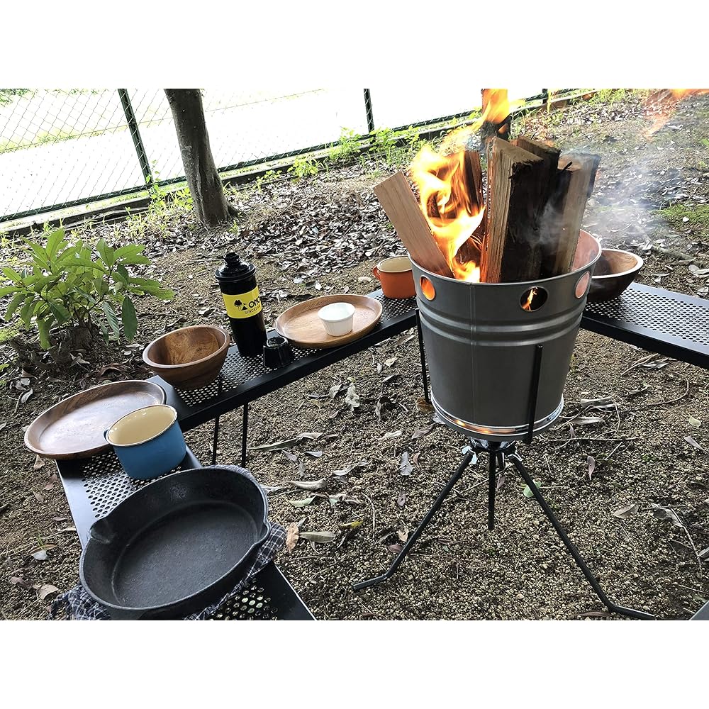 Onoe Seisakusho (ONOE) CAMBi CB22 [Bonfire Stand Height Adjustable Bonfire Stand (High Mode) Bonfire (Low Mode) Cooking Stand (Low Mode) Fire Starter Silver]