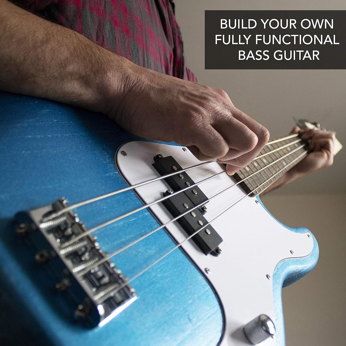 DIY Bass Guitar Kit - Build your own electric bass with Phoenix Tree Wood Body, Pickguard, Electronics, Maple Guitar Neck & Rosewood Fretboard - DIY Guitar Kit Bass Guitar Neck & Guitar Body