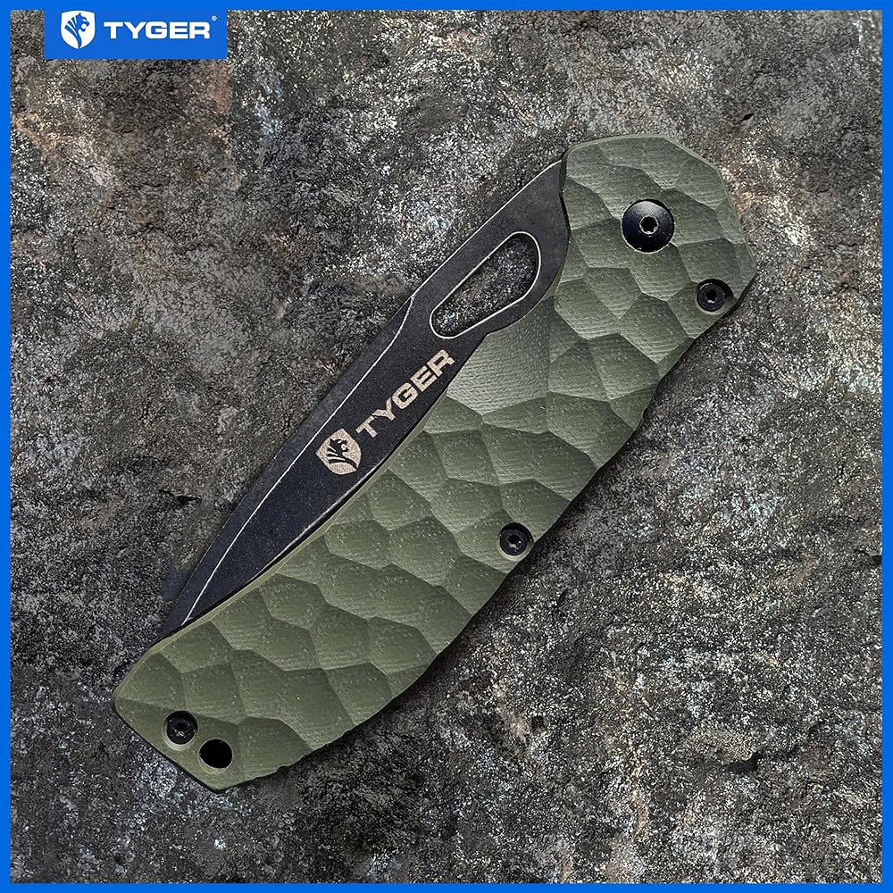 [Domestic genuine product] Tyger (Tiger) Japanese instruction manual included K4 EDC folding pocket knife (GREEN)