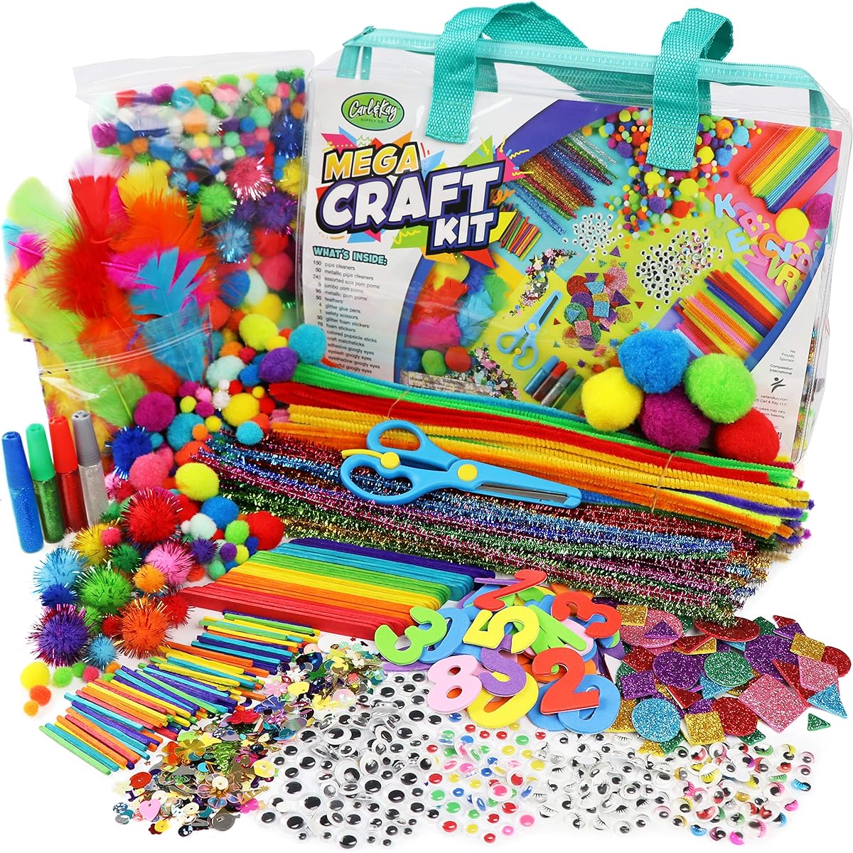 Mega Craft Kit for Kids - Art & Craft Supplies - Art & Craft Kits for Kids - Craft Kits for Kids - Toddler Craft Set - Art Supplies for Preschoolers - Craft Bags