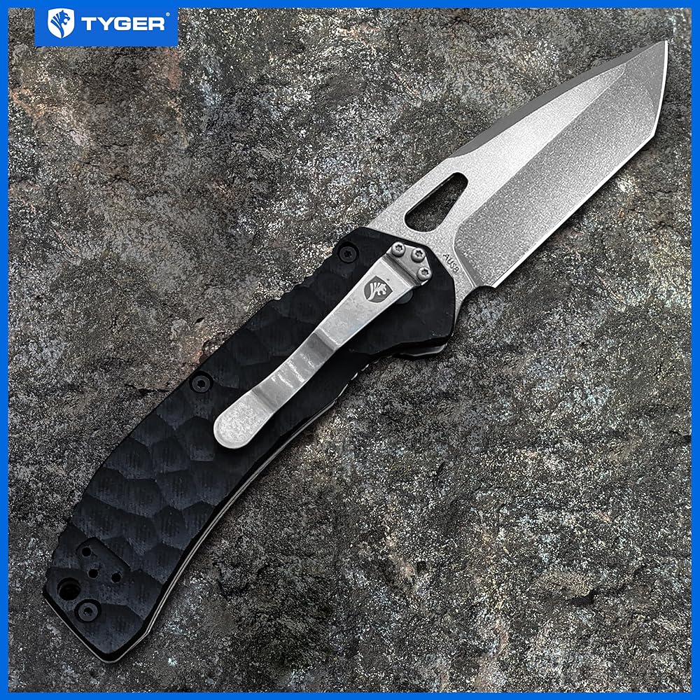 [Domestic genuine product] Tyger (Tiger) Japanese instruction manual included K4 EDC folding pocket knife (BLACK)