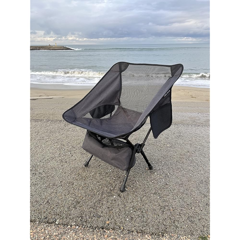 [Domestic Durability Tested] ZERO GEAR Personal Chair, Folding Chair, Aluminum, Ultra Lightweight, 3 Height Adjustments, Compact Chair, Storage Bag Included, Chair Ring, Camping Chair Zero, Outdoor Chair, Adjustable (Black)