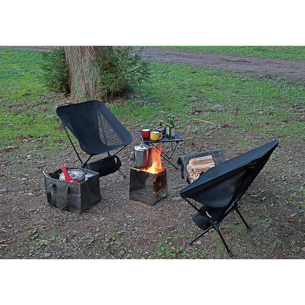 CAPTAIN STAG Camping Stove Wood Stove Fire Stand Secondary Combustion Fire Boost Stove Stainless Steel Storage Bag Included UG-82 Silver Width 250 x Depth 220 x Height 280 mm