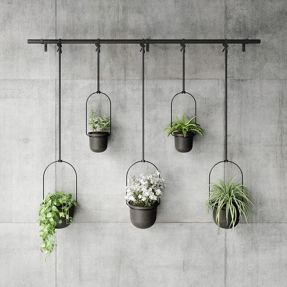 umbra Planter Pot Flower Pot Hanging Potted Plant Black Large Set of 5 TRIFLORA 21018086040 W137 x D18 x H94cm