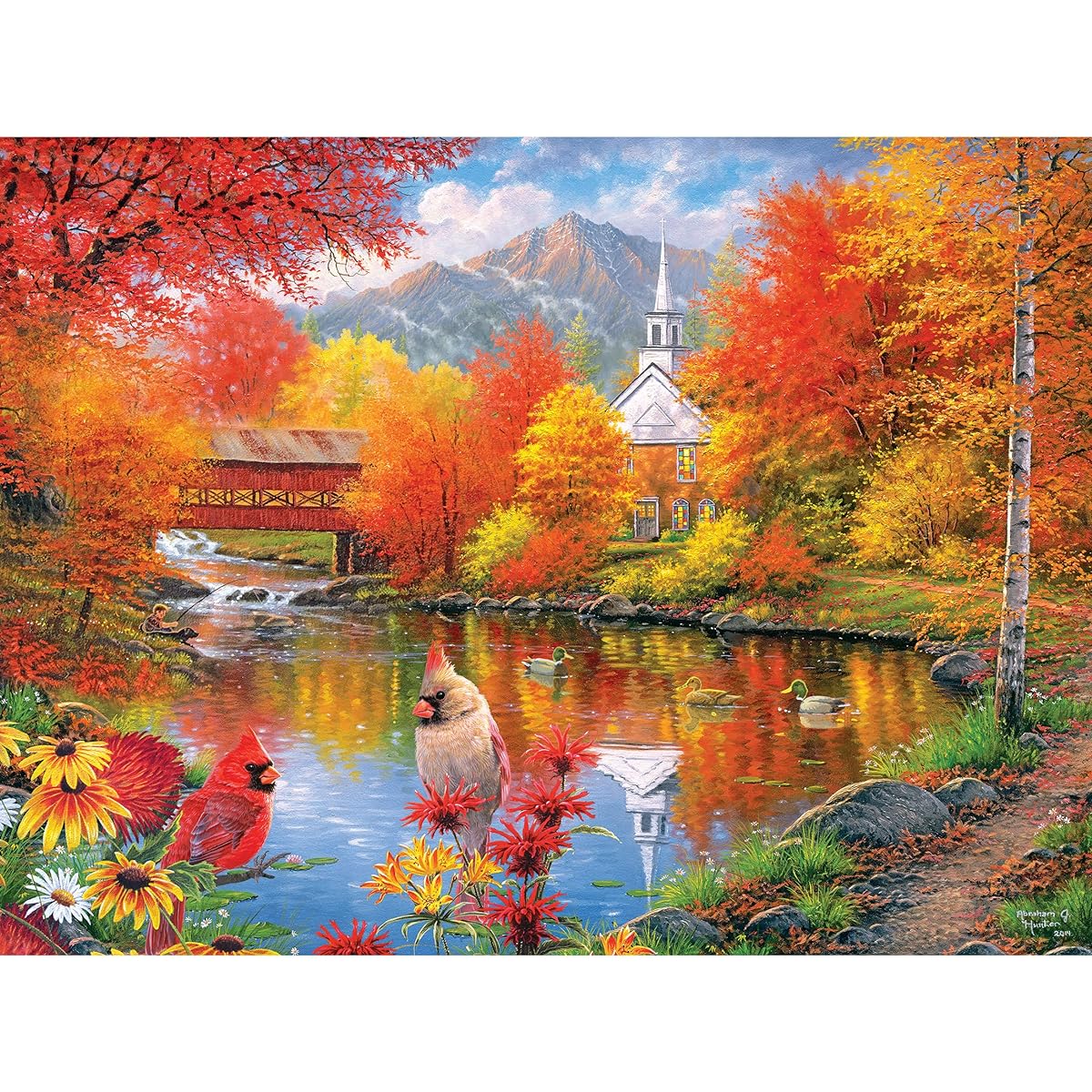 Cra-Z-Art - RoseArt - Abraham Hunter - Autumn Serenity - 1000 Piece Jigsaw Puzzle