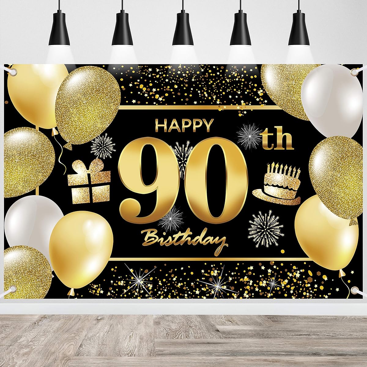 90th Happy Birthday Banner Birthday Decorations for Men Birthday Party Decorations Birthday Background