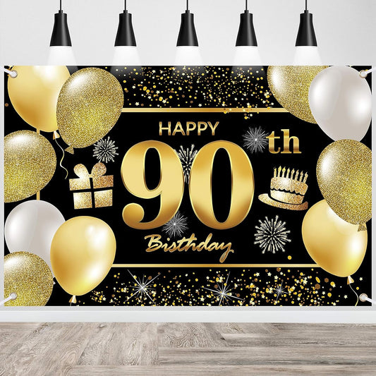90th Happy Birthday Banner Birthday Decorations for Men Birthday Party Decorations Birthday Background