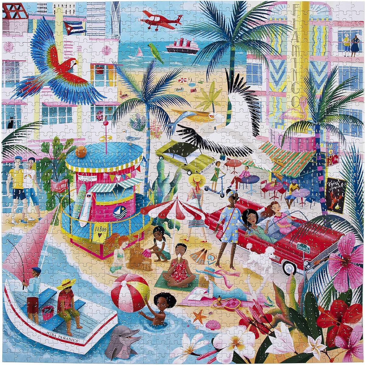 eeBoo: Piece and Love Miami 1000 Piece Square Jigsaw Puzzle for Adults, Sturdy Puzzle Pieces, Cooperative Activity with Friends and Family