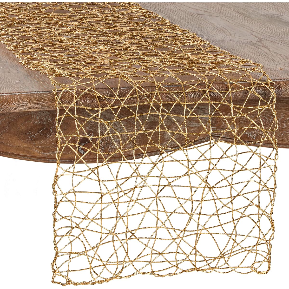 SARO LIFESTYLE Gallery Collection Contemporary Nesting Table Runner, 16" x 72", Gold