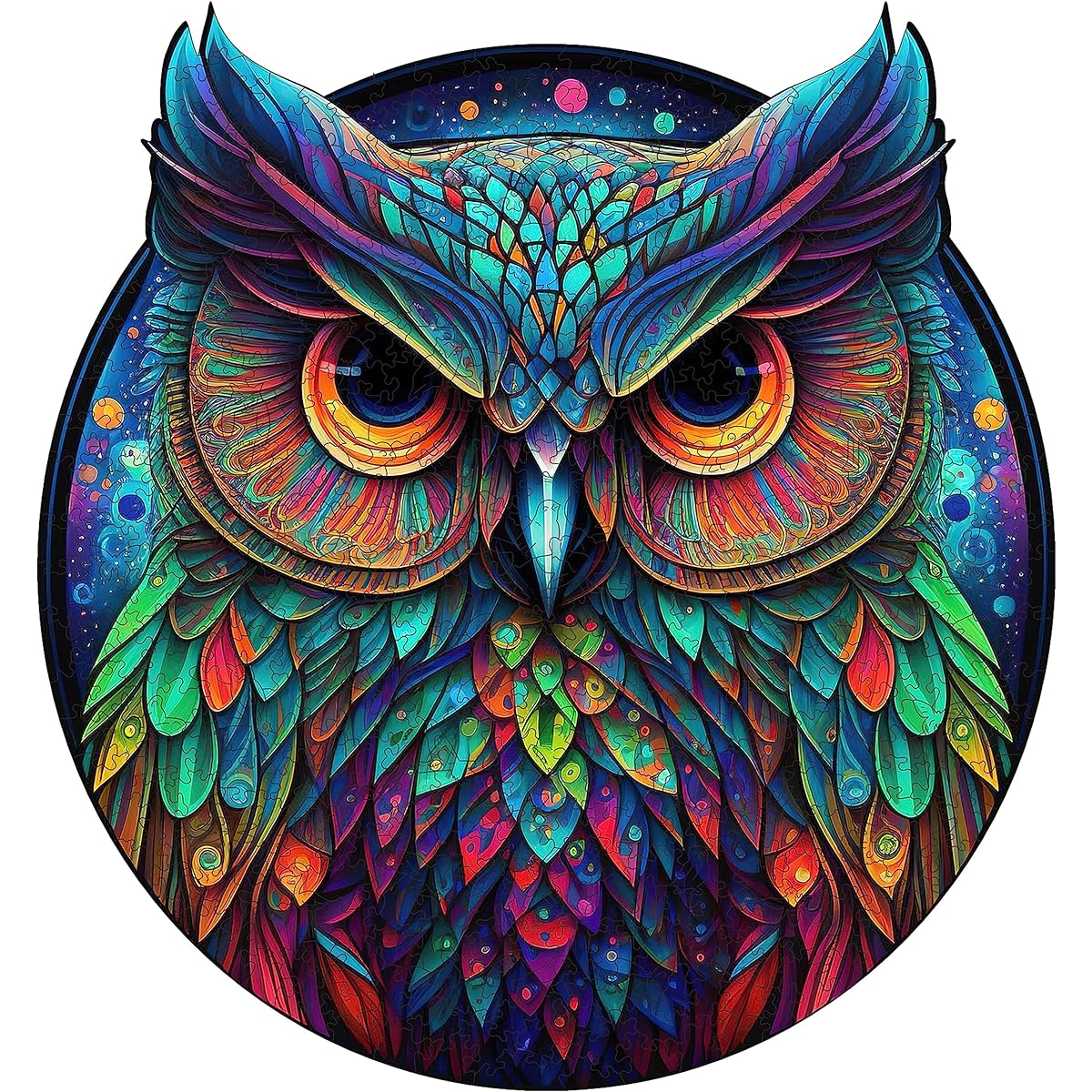 Mys Aurora Unique Wooden Jigsaw Puzzle - Cute Owl 500 Piece King Size 16.7" x 15.6" Luxury Animal Shape Wooden Puzzle Beautifully Packaged Great Gift for Adults